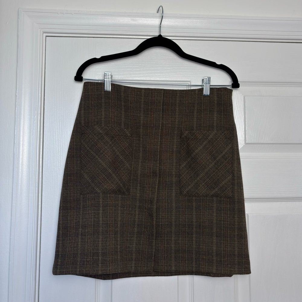 NWT Mango Brown Plaid Mini Skirt